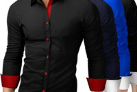 Mens black dress shirt long sleeve slim fit