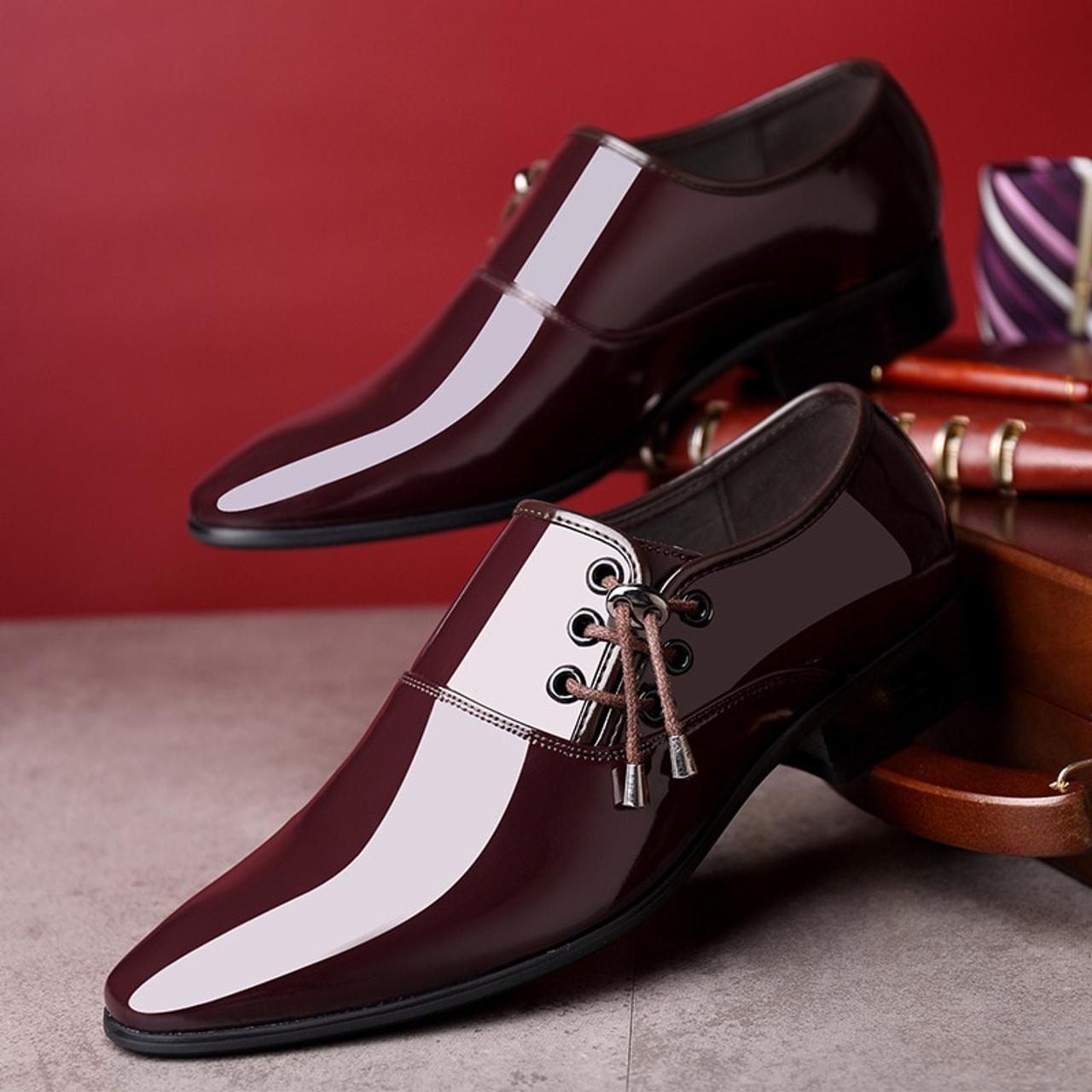 Patent leather dress shoes mens